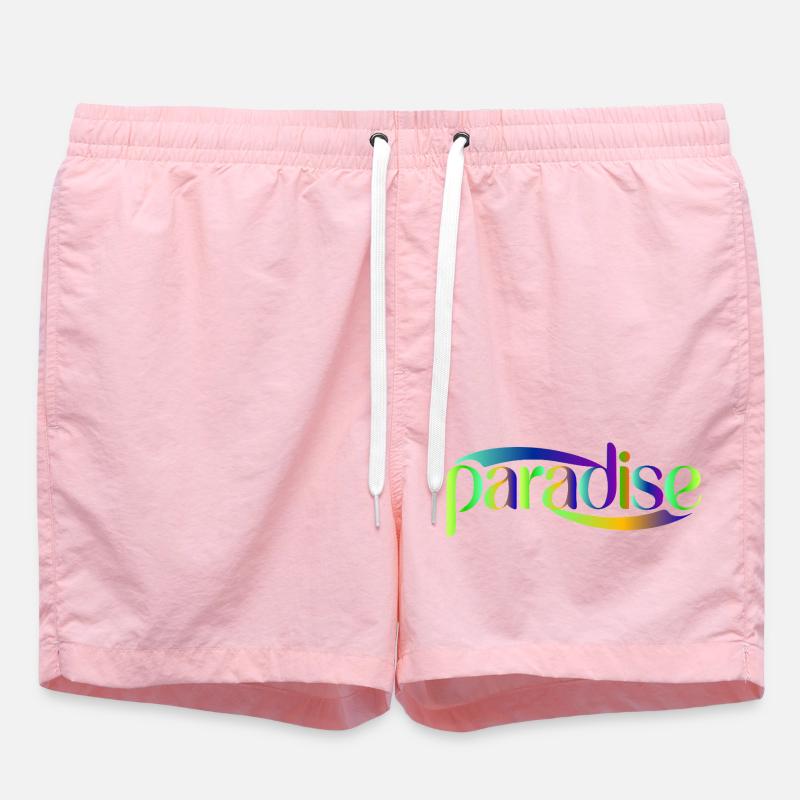 Paradise Rainbow Script Design - Swim Trunks - pink