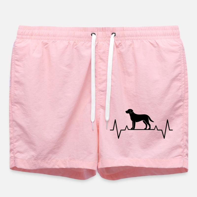 Gift idea dog mom Labrador heartbeat ECG - Swim Trunks - pink