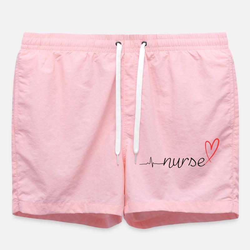 Nurse Heartbeat EKG Stethoscope Script Design - Badeshorts - Pink