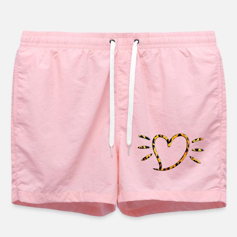 Leopard Heart Rays - Swim Trunks - pink