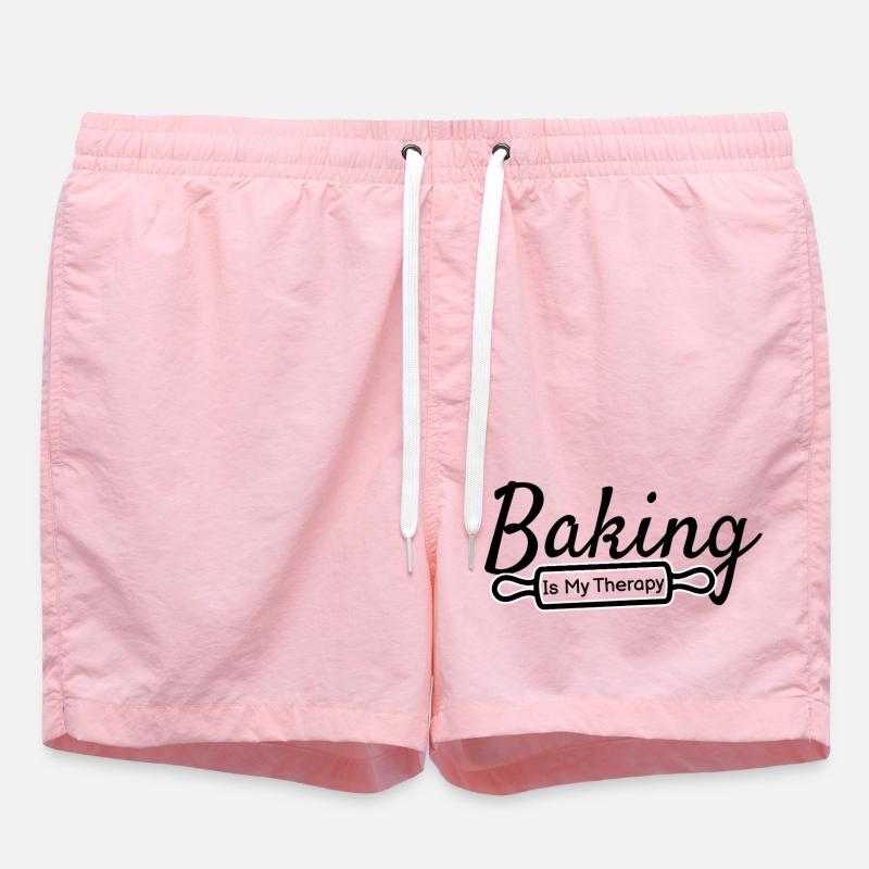 Baking Is My Therapy – Backen Spruch - Badeshorts - Pink