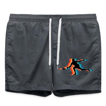 Frisbee Player Retro Silhouette Vintage Flying Dis - Badeshorts -  - Vorne