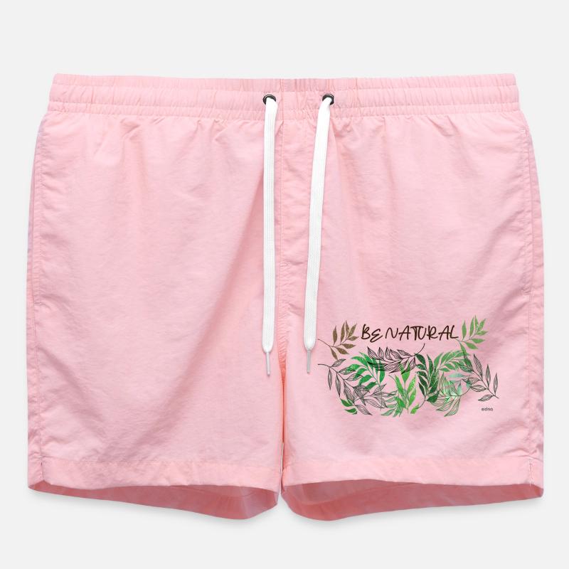 Natural Leaves Pattern - Swim Trunks - pink