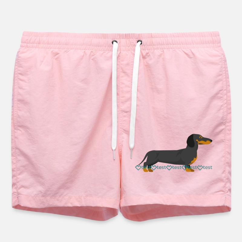 Dachshund silhouette with watermark pattern - Swim Trunks - pink