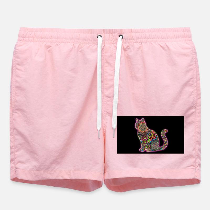 Psychedelic Cat Patterns - Swim Trunks - pink