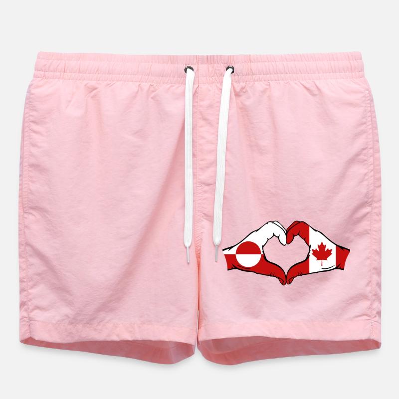 Greenland Canada Flag Hands Heart Shape - Swim Trunks - pink