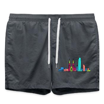 Basel City Skyline Roche Tower Moderne Kunst - Badeshorts -  - Vorne