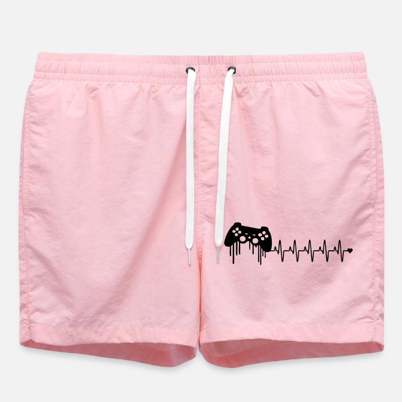 Gaming Controller Heartbeat - Swim Trunks - pink