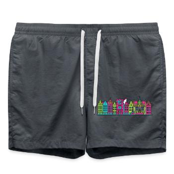Gdansk City Skyline Neptune Fountain Art - Swim Trunks -  - Front