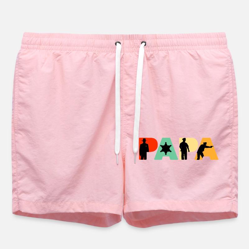 Papa Sheriff Polizeibeamter Polizeigeschenk - Badeshorts - Pink