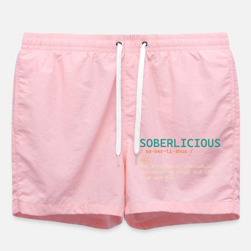 Soberlicious Definition Funny Sober Recovery AA - Swim Trunks - pink