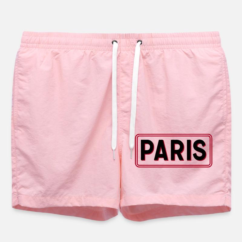 Paris Red Frame Typography - Swim Trunks - pink
