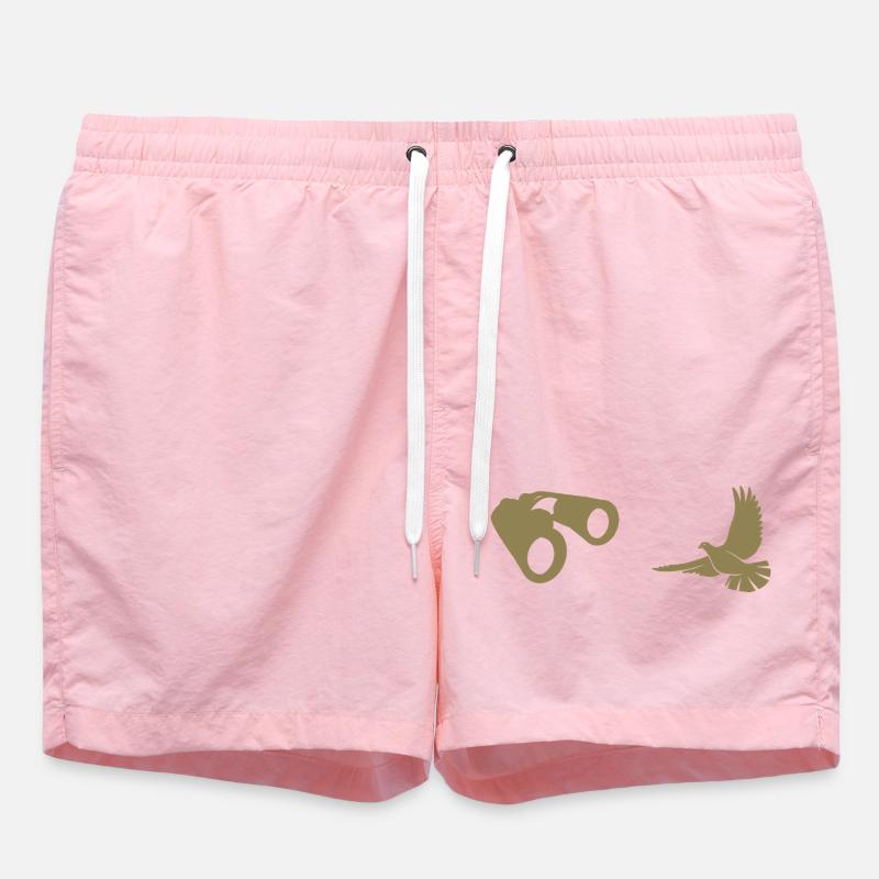 Minimalist Bird Watching Silhouette - Swim Trunks - pink