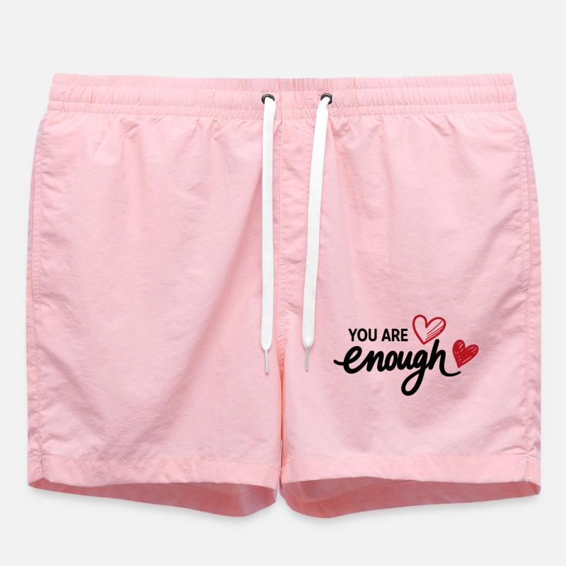 You Are Enough Herz Achtsamkeit Statement - Badeshorts - Pink