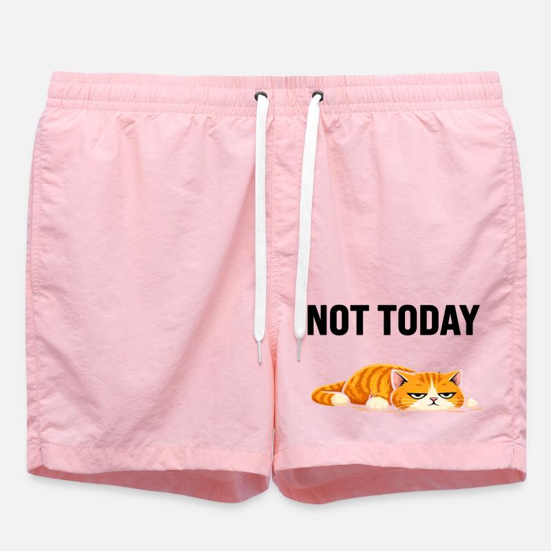 Relaxed Orange Tabby Cat Illustration - Swim Trunks - pink