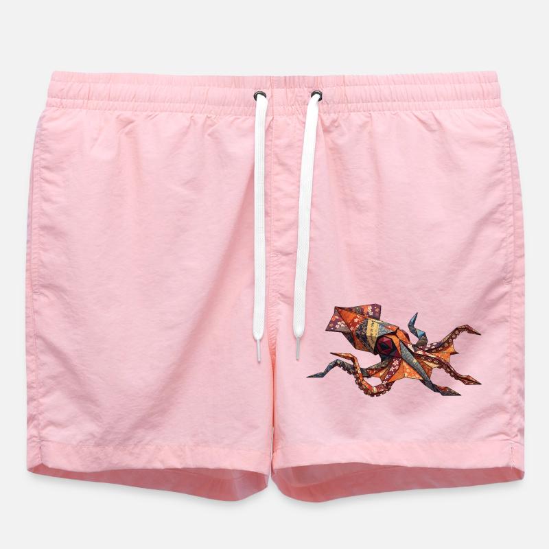 Origami Crab Patchwork - Swim Trunks - pink
