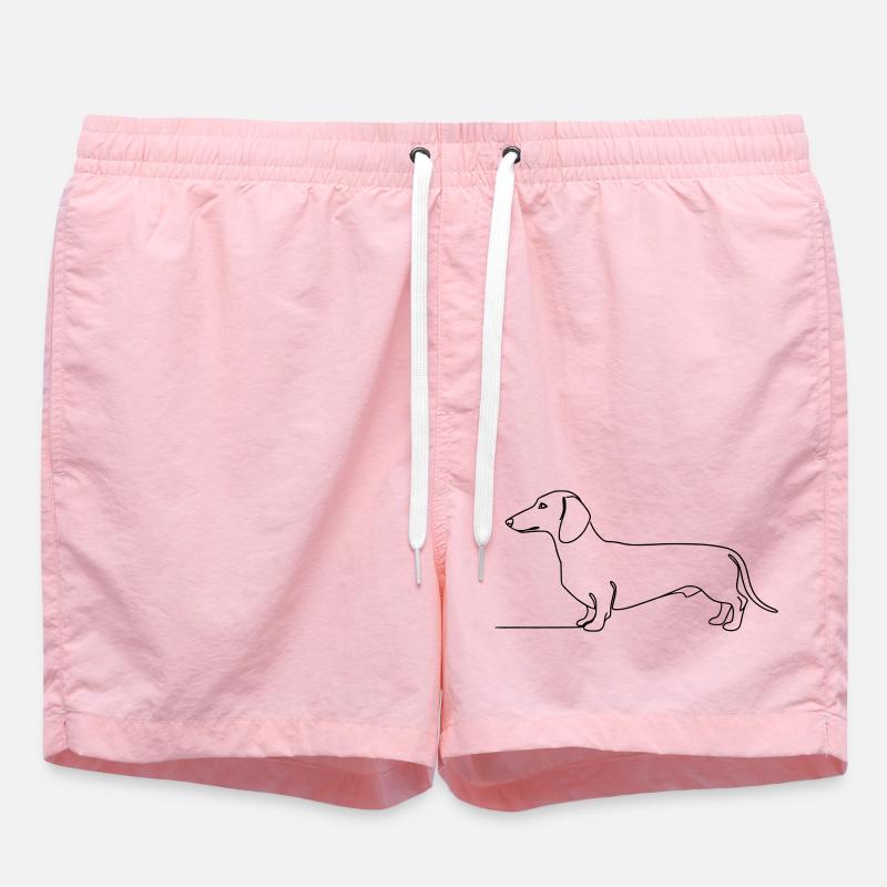 Dackel Teckel One Line Art - Badeshorts - Pink