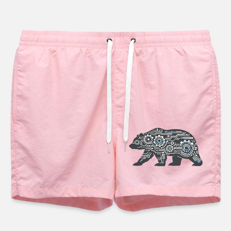 Kibernetic Bear Circuit Pattern - Swim Trunks - pink