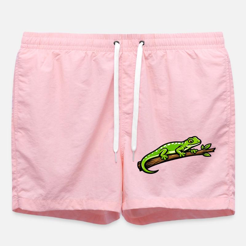 Gecko vert sur branche – illustration éclatante - Short de bain - rose