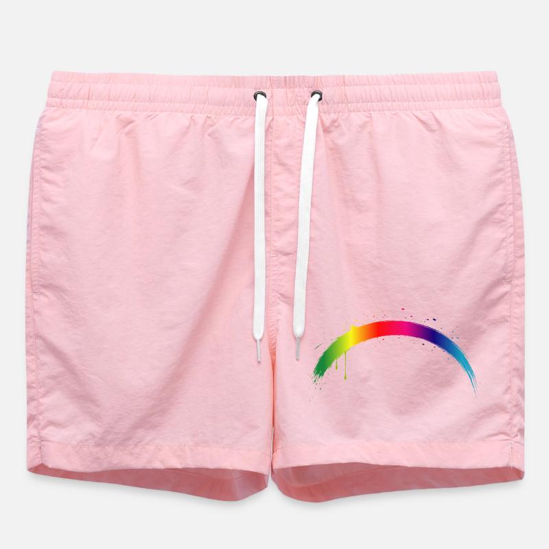 Rainbow Arc Gradient Splash Art - Swim Trunks - pink