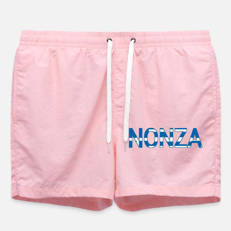 Nonza Greece Text - Swim Trunks - pink