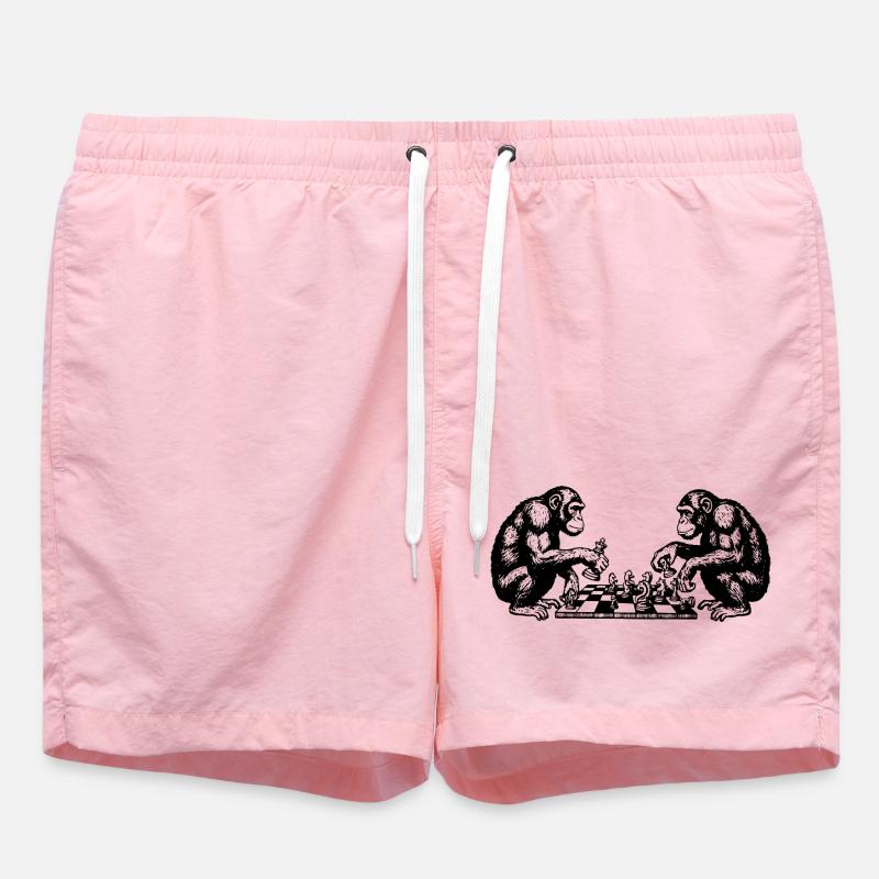 Monkeys play chess T-Shirt - Swim Trunks - pink