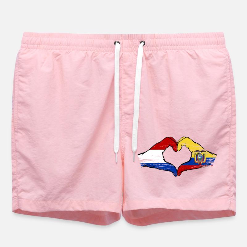 Cœur du drapeau de Hollande-Équateur utilisé - Short de bain - rose