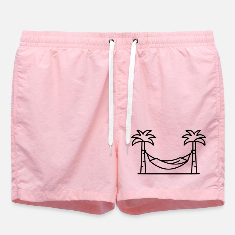 Hammock Palm Trees Holiday Outline - Swim Trunks - pink