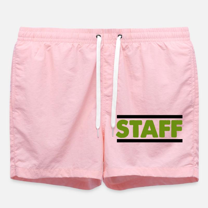 Green Staff Distressed Font - Swim Trunks - pink