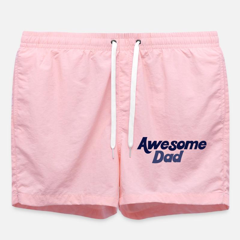 Bold Blue Gradient Awesome Dad - Swim Trunks - pink