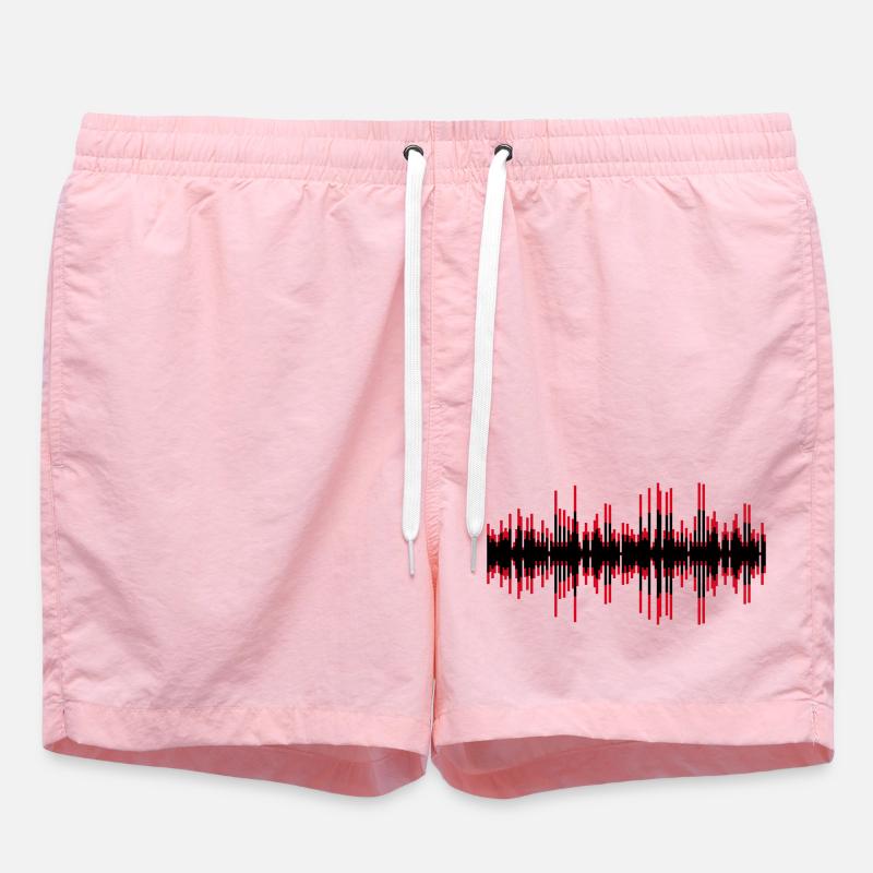 Red Pulse Waves Audio Track - Swim Trunks - pink