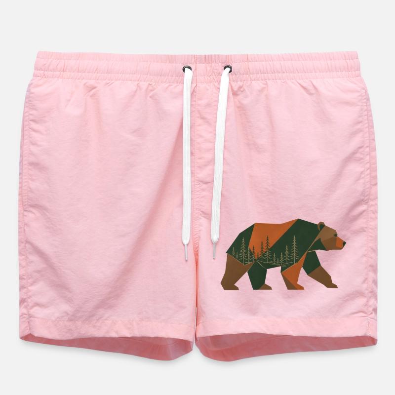 Ours de la forêt géométrique - Short de bain - rose