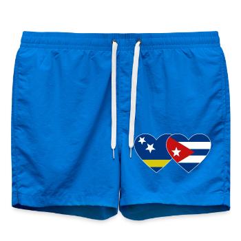 Curacao Cuba Flag Heart - Swim Trunks - cobalt blue - Front