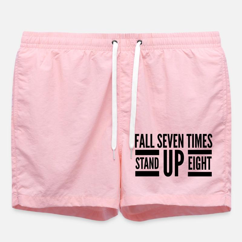 Fall Seven Stand Eight Zitat - Badeshorts - Pink