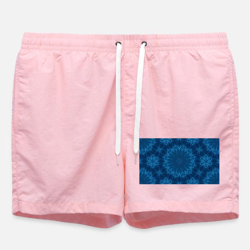 Blue Ocean Mandala Pattern – Abstract Water Kaleid - Swim Trunks - pink
