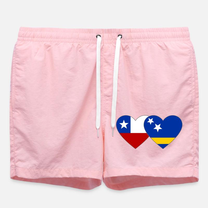 Chile_Curacao_Flagge_Herz - Short de bain - rose