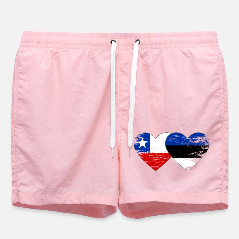Chile_Litauen_Flagge_Herz_used - Short de bain - rose