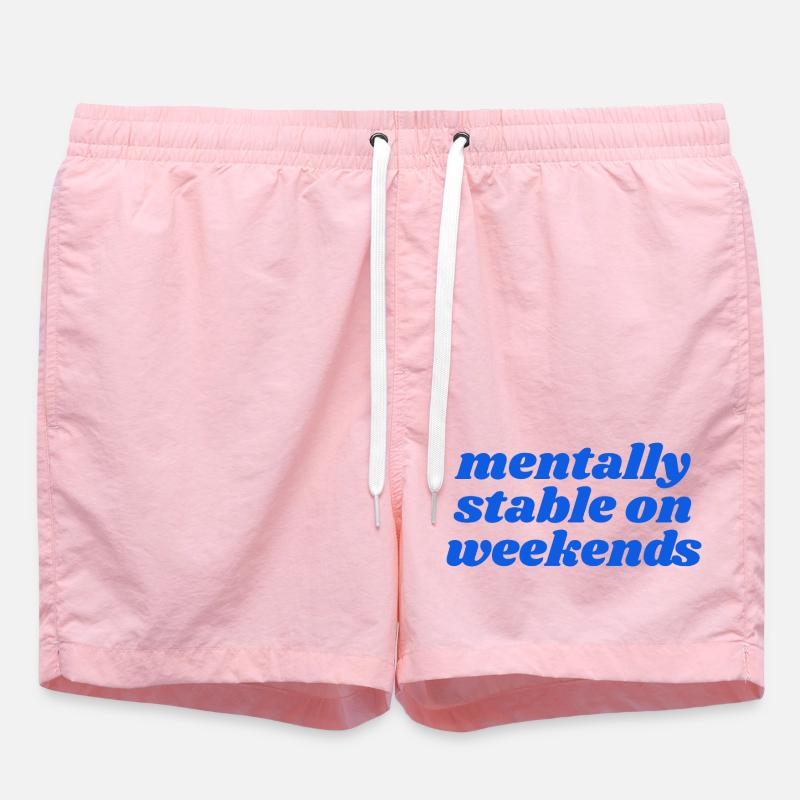 mentally stable on weekends - Swim Trunks - pink