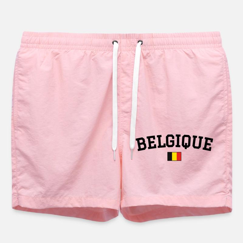 Belgium Flag Design Black - Swim Trunks - pink