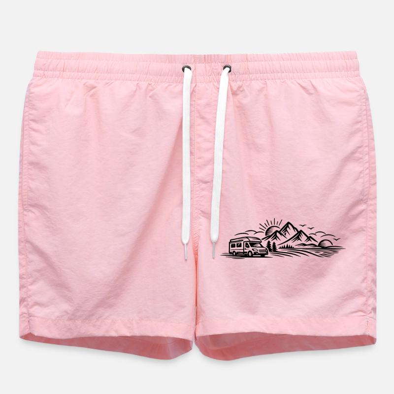Camping Car Landscape - Swim Trunks - pink