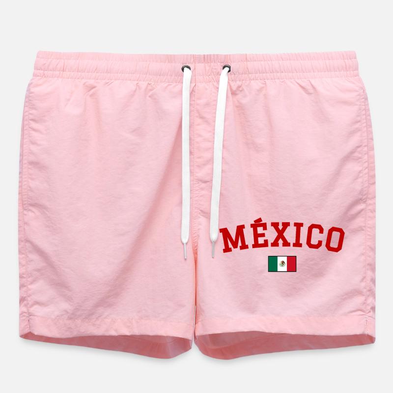 Mexiko Flagge Design Rot - Badeshorts - Pink