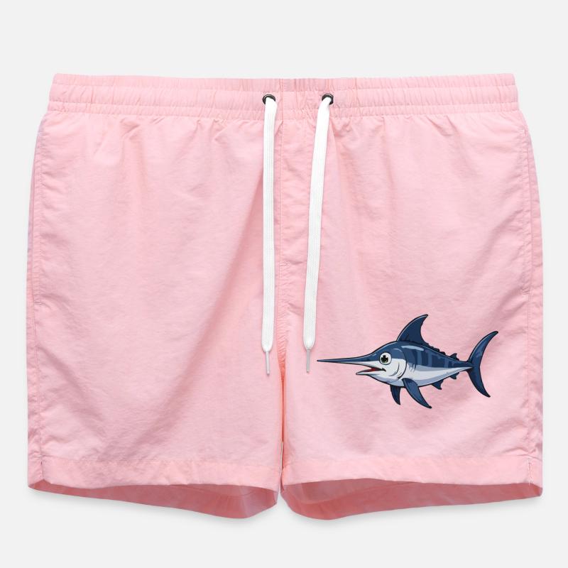 Marlin in Blue – Vector - Swim Trunks - pink