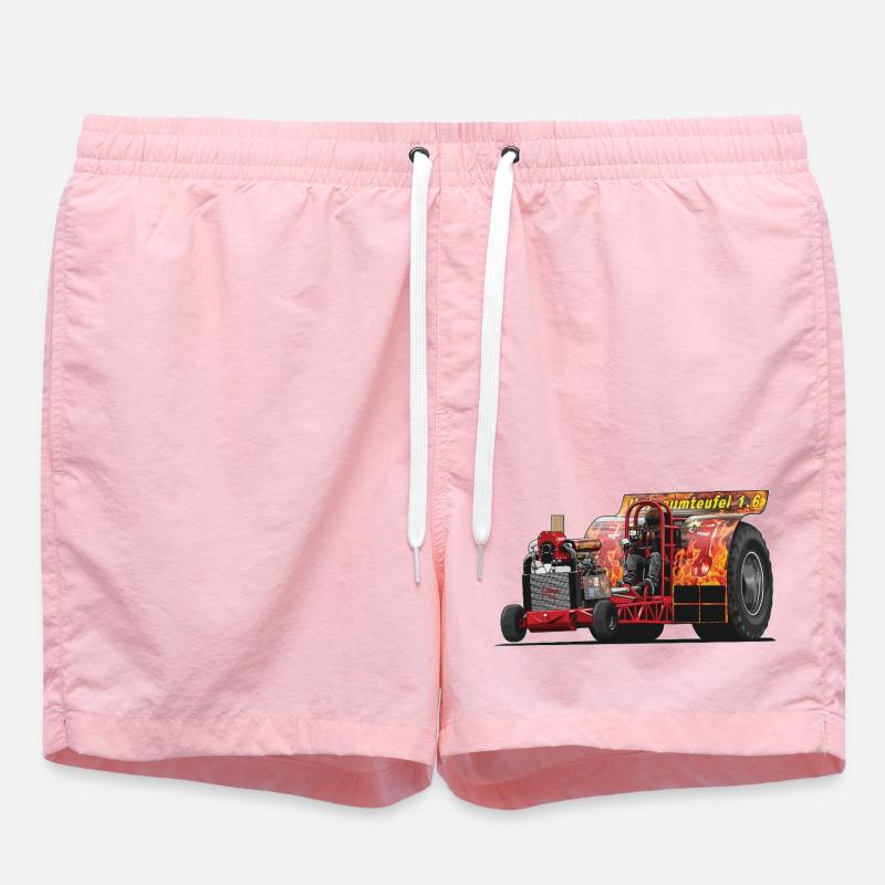Tractor Pulling // Illustration - Badeshorts - Pink