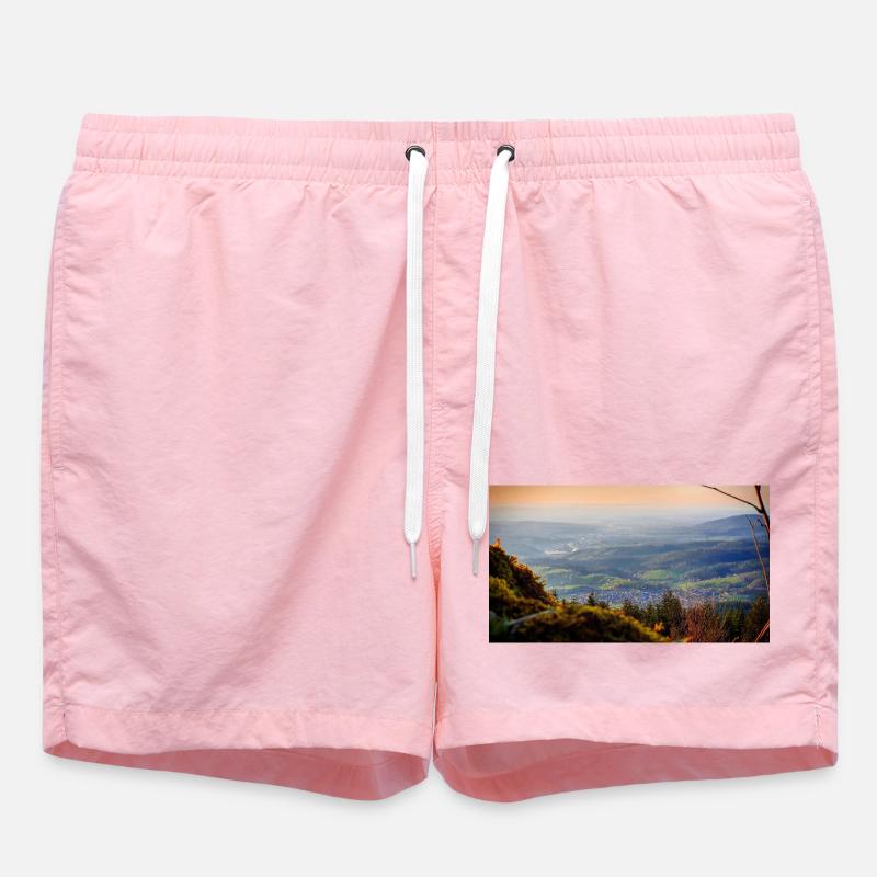 Evening panorama mountain landscape - Swim Trunks - pink