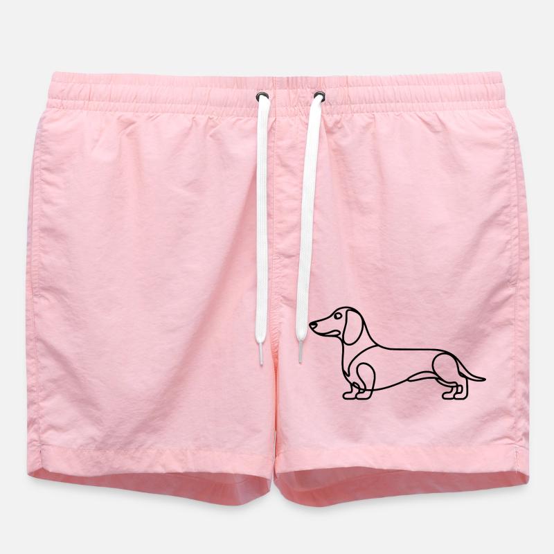 Dessin linéaire du teckel - Short de bain - rose