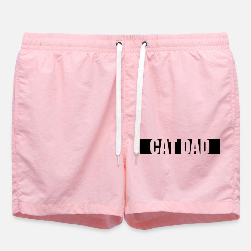 Cat Dad Stripe Design - Swim Trunks - pink