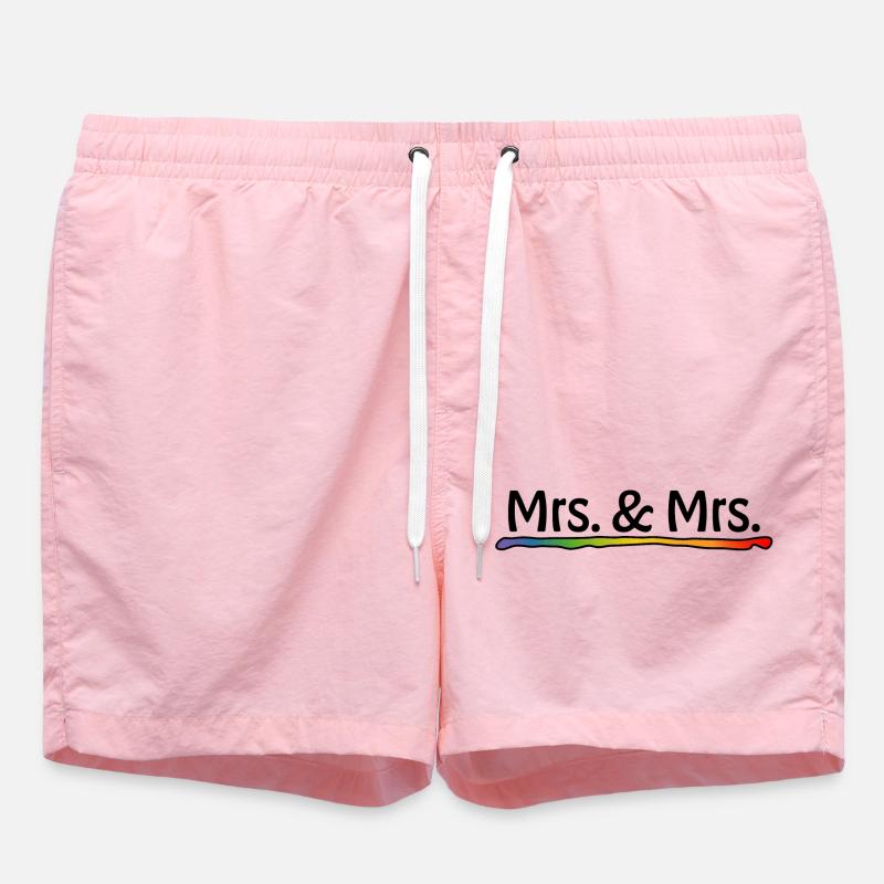 Mariage lesbien - Rainbow Mrs et Mrs - Short de bain - rose