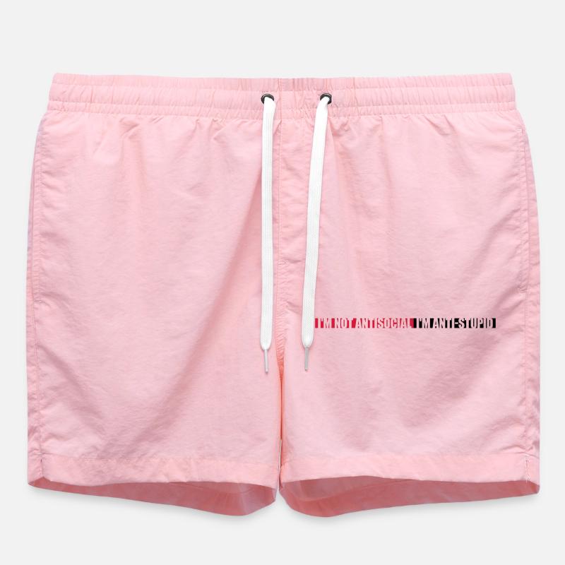 not antisocial anti stupid - Swim Trunks - pink