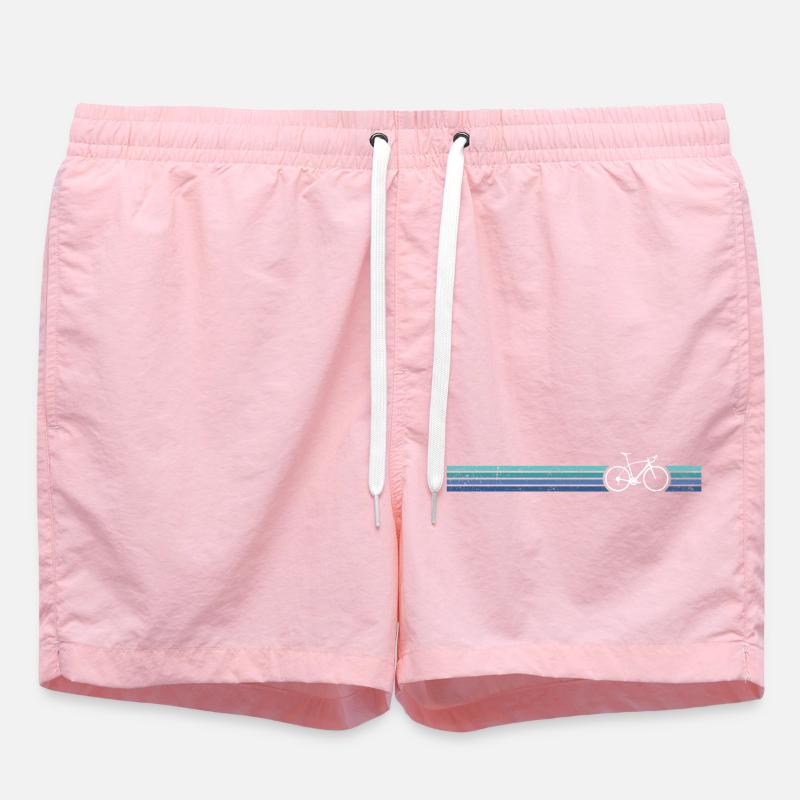 Vélo rayé imprimé rétro - Short de bain - rose