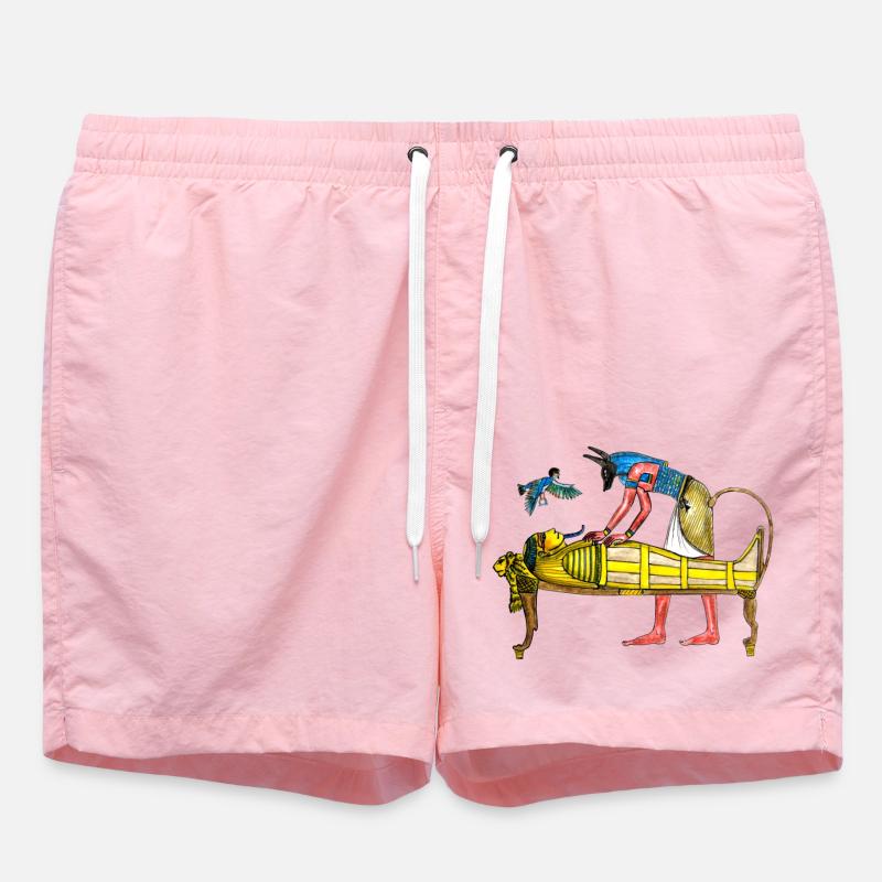 Pharaoh as a mummy with Anubis - Swim Trunks - pink
